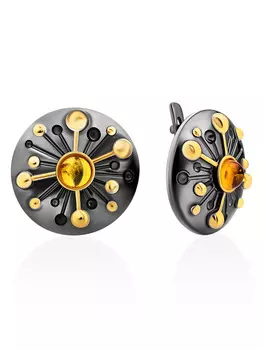 Эффектные серьги из янтаря золотистого цвета «Стаккато»