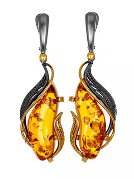 Эффектные серьги из натурального балтийского янтаря «Филигрань»
