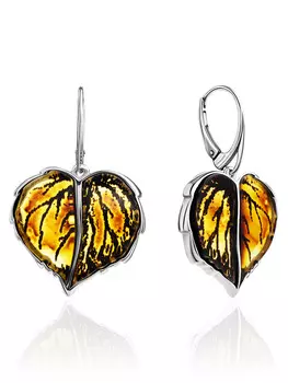 Эффектные серьги из натурального янтаря «Липка»