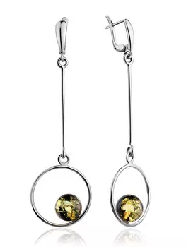 Эффектные серьги из янтаря зелёного цвета «Юпитер»