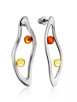 Эффектные серьги с натуральным янтарём Palazzo от ifamore™