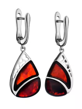 Эффектные серьги «Санрайз» из вишнёвого янтаря