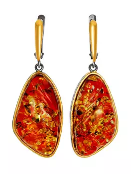 Эффектные серьги «Версаль» с натуральным янтарём