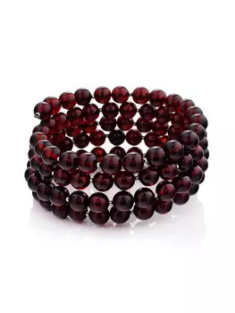 Эффектный браслет на струне в 4 оборота из натурального формованного балтийского янтаря «Анжелика»