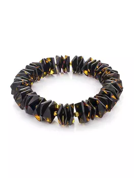 Эффектный необычный браслет из натурального янтаря с огранкой «Шайба квадратная двухцветная»