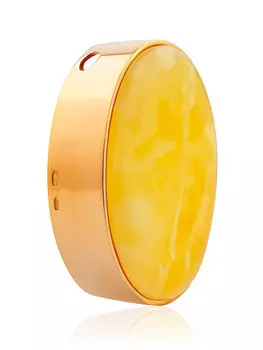 Эффектный овальный кулон из натурального янтаря медового цвета «Притяжение»