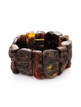 Эффектный плоский браслет «Помпеи» из натурального балтийского янтаря