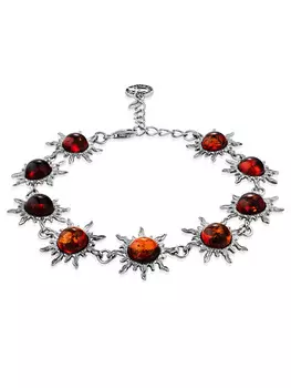 Эффектный браслет из натурального балтийского вишнёвого янтаря «Гелиос»