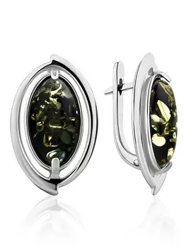 Элегантные серьги из натурального зелёного янтаря «Аллегро»