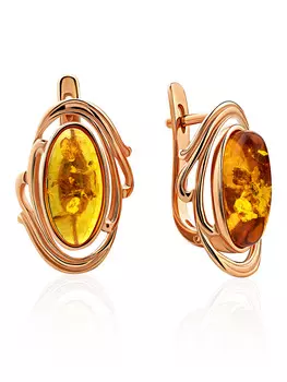 Элегантные серьги «Нирвана» из золотистого янтаря