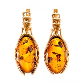 Элегантные серьги «Рандеву» из натурального янтаря