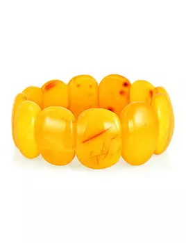 Элегантный браслет из натурального состаренного янтаря медового цвета