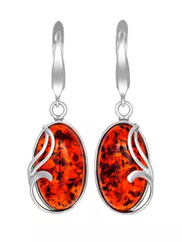 Эксклюзивные серьги из цельного янтаря коньячного цвета «Маньяна»