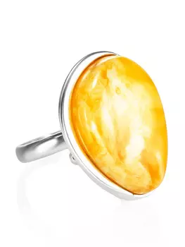 Кольцо из натурального пейзажного янтаря «Лагуна»