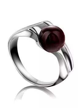 Кольцо, украшенное натуральным янтарём вишнёвого цвета «Токио»