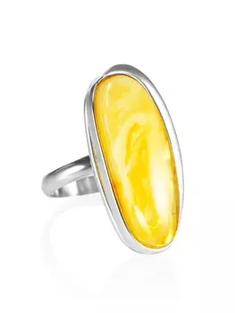 Кольцо с натуральным живописным янтарём «Лагуна»