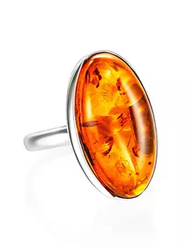 Кольцо со вставкой из натурального янтаря «Глянец»