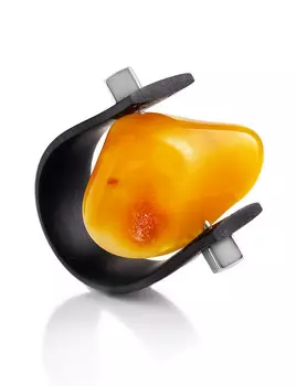 Кольцо в стиле унисекс из натурального медового янтаря и каучука «Сильверстоун»