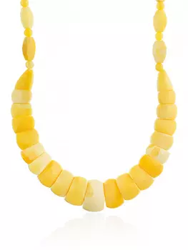 Колье из цельного пейзажного янтаря «Медовые пластинки»