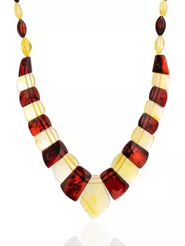 Колье из натурального янтаря «Уголок» пёстрое