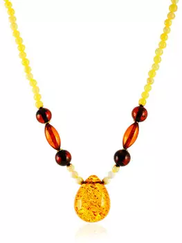 Колье из янтаря с кулоном-капелькой «Лаура»