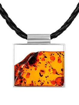 Колье «Самум» с искрящимся коньячным янтарём