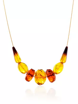 Красивое искрящееся колье «Алмазная грань» из натурального янтаря