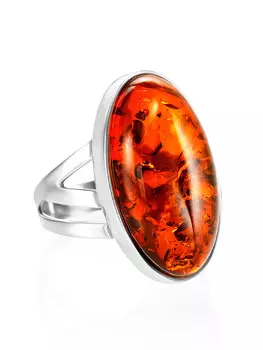 Красивое кольцо с вставкой из натурального балтийского янтаря
