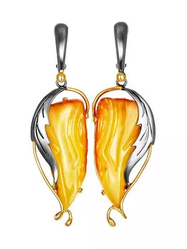 Красивые серьги с натуральным янтарём медового цвета «Версаль»