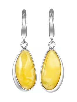 Красивые серьги из янтаря с необычной текстурой «Лагуна»