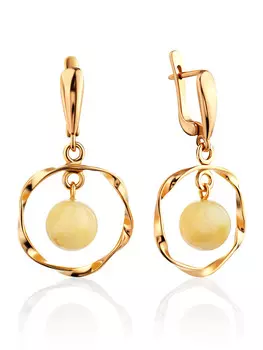 Красивые серьги «Рапсодия» из янтаря медового цвета