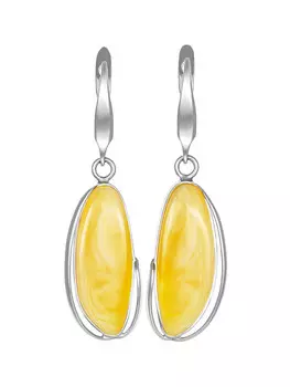 Красивые серьги «Лагуна» с натуральным медовым янтарем