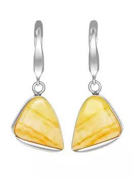 Красивые серьги с натуральным пейзажным янтарём «Лагуна»