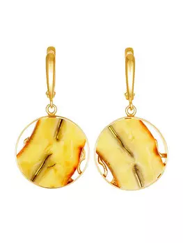 Круглые серьги «Модерн» из и натурального янтаря