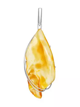 Крупная подвеска из натурального медового пейзажного янтаря
