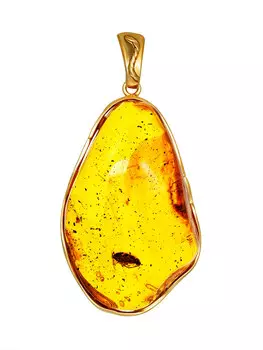 Крупная подвеска из натурального янтаря с инклюзом «Клио»