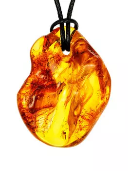 Крупная подвеска из натурального янтаря со слоистой текстурой
