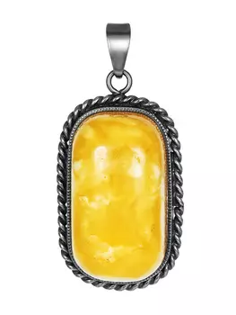 Кулон из цельного антикварного янтаря в изящной оправе «Винтаж»