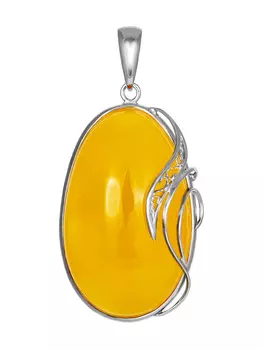 Кулон из натурального балтийского янтаря медового оттенка в филигранной оправе