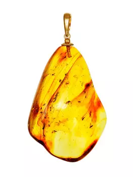 Кулон из натурального цельного янтаря с инклюзами мелких мушек
