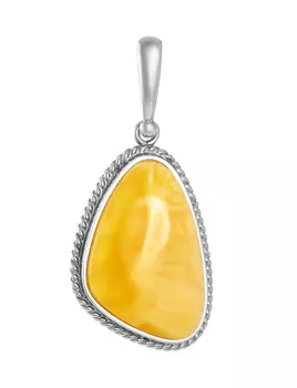 Кулон из натурального медового янтаря изысканной оправе «Глянец»