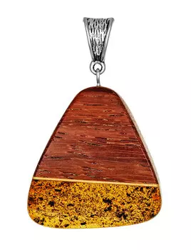 Кулон из натурального янтаря и дерева «Индонезия»