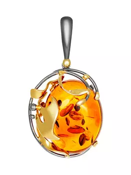 Кулон из натурального янтаря в золочённой оправе «Версаль»