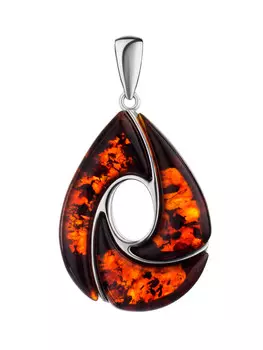 Кулон из натурального янтаря вишнёвого цвета «Санрайз»