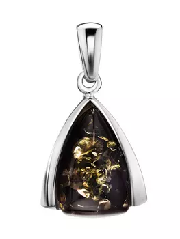 Кулон из натурального янтаря зелёного цвета «Колокольчик»