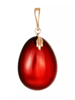 Кулон-капля из тёмно-вишнёвого цельного янтаря
