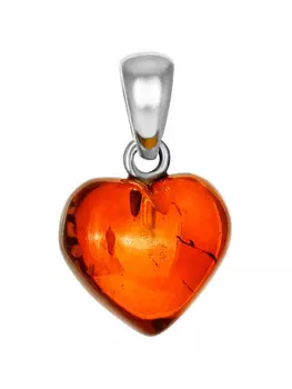 Кулон «Сердце» из натурального янтаря цвета виски