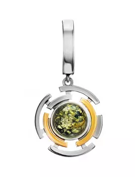 Кулон в хай-тек дизайне из зелёного янтаря «Люмьер»