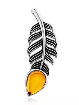 Лёгкая изящная подвеска из натурального янтаря «Пёрышко»