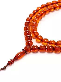 Мусульманские четки на 66 бусин из натурального коньячного янтаря